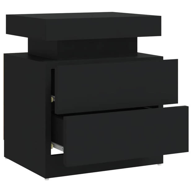 vidaXL Nachtkastje 45x35x52 cm bewerkt hout zwart