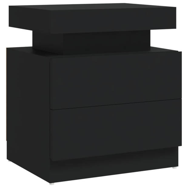 vidaXL Nachtkastje 45x35x52 cm bewerkt hout zwart