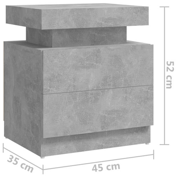 vidaXL Nachtkastje 45x35x52 cm bewerkt hout betongrijs
