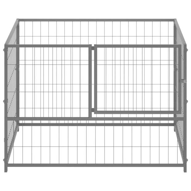 vidaXL Hondenkennel 100x100x70 cm staal zilverkleurig