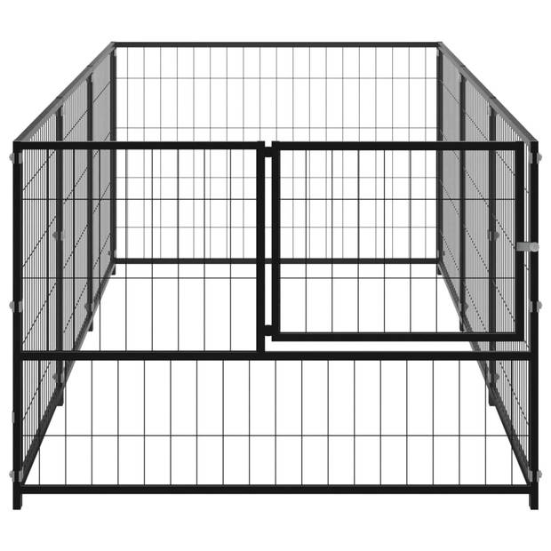 vidaXL Hondenkennel 3 m² staal zwart