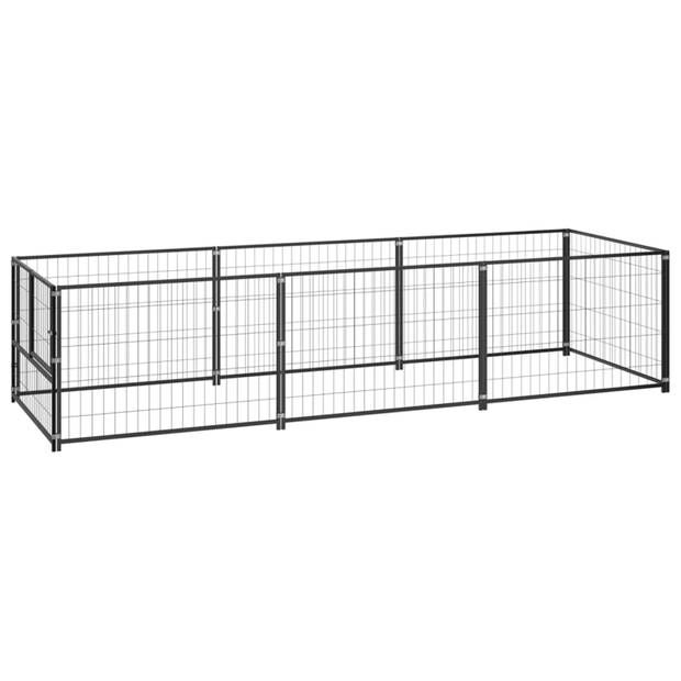 vidaXL Hondenkennel 3 m² staal zwart