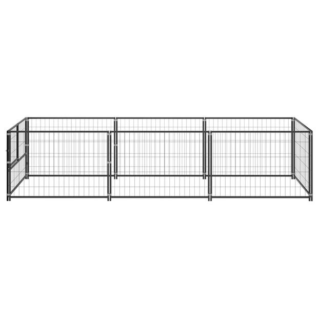 vidaXL Hondenkennel 3 m² staal zwart