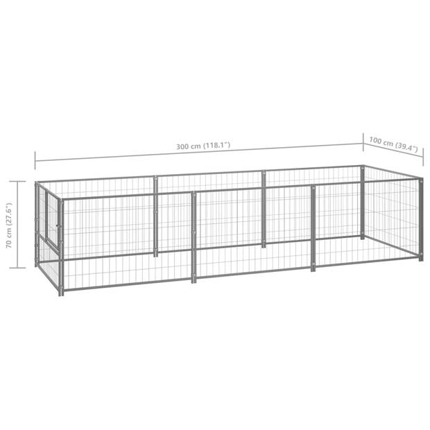 vidaXL Hondenkennel 3 m² staal zilverkleurig