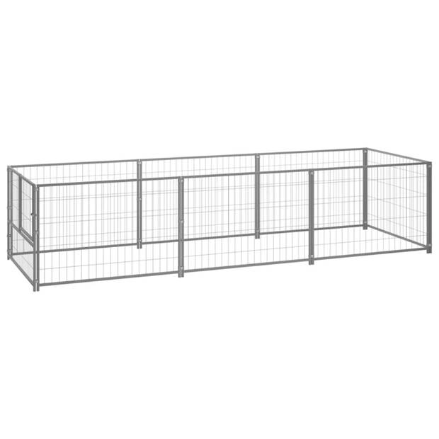 vidaXL Hondenkennel 3 m² staal zilverkleurig