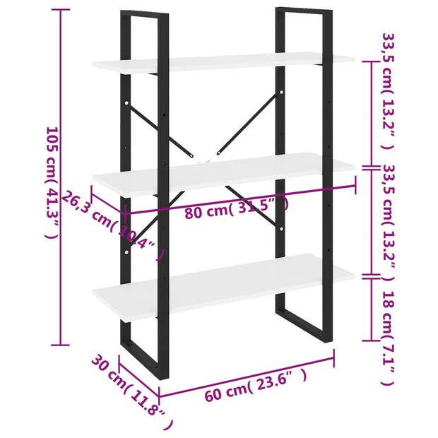 The Living Store Boekenkast - Industrieel - Meubel - 80x30x105 cm - Grijs