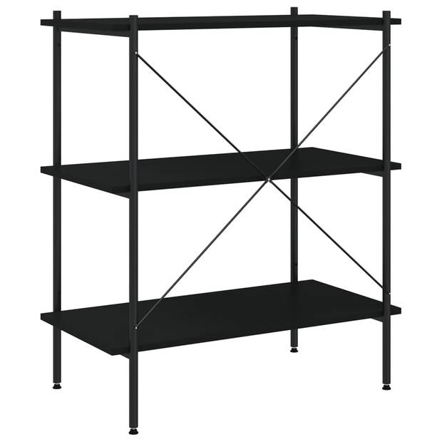 The Living Store opbergrek staand zwart 80 x 40 x 92 cm - stevig bewerkt houten blad - stalen constructie