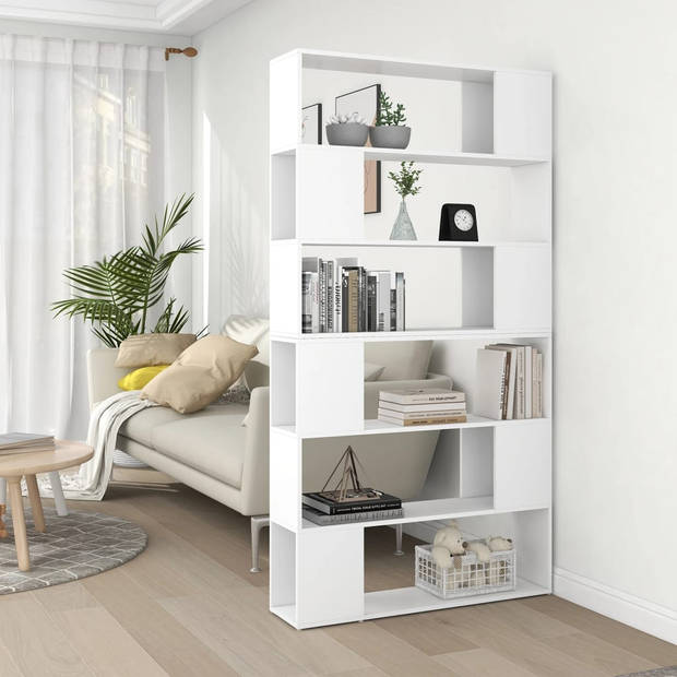 The Living Store Boekenkast Kamerscherm - 100 x 24 x 188 cm - Wit