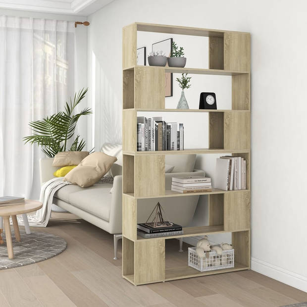 The Living Store Boekenkast Kamerverdeler - 100 x 24 x 188 cm - Sonoma eiken