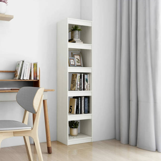 vidaXL Boekenkast / kamerscherm 40x30x167,5 cm massief grenenhout wit