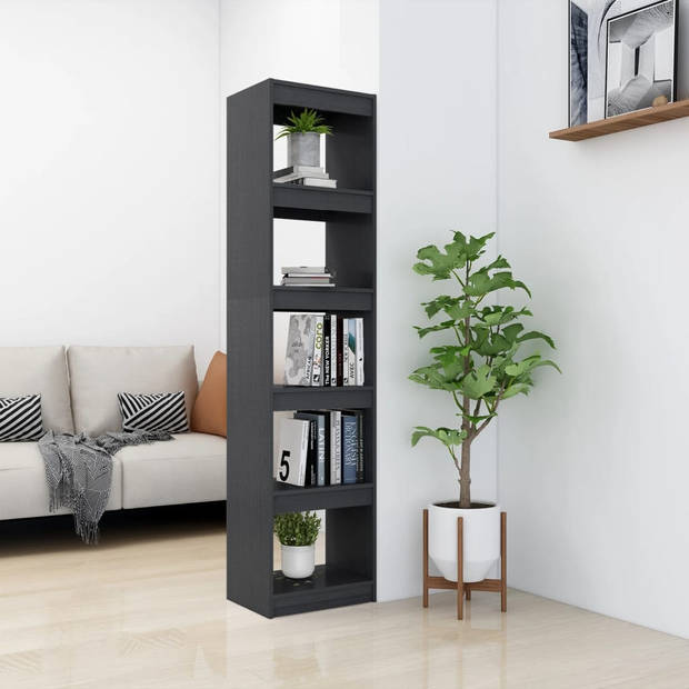 vidaXL Boekenkast/kamerscherm 40x30x167,5 cm massief grenenhout grijs