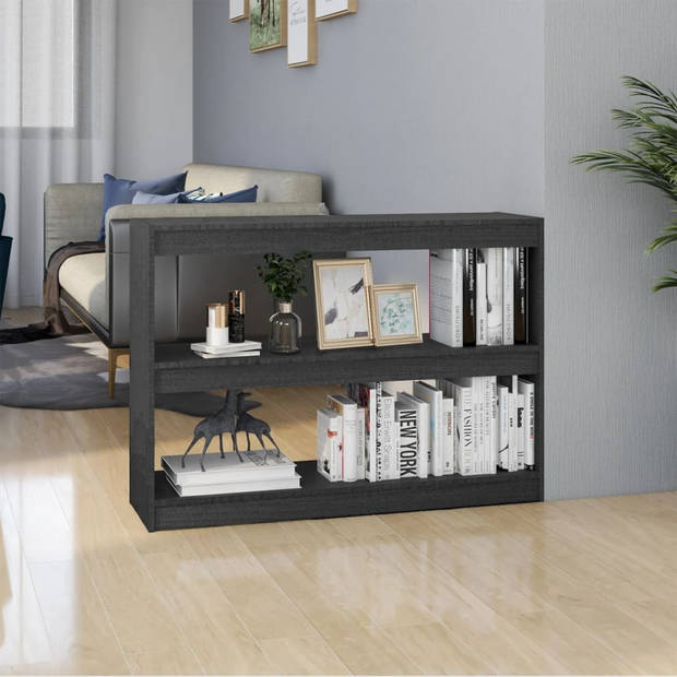 vidaXL Boekenkast/kamerscherm 100x30x71,5 cm grenenhout grijs