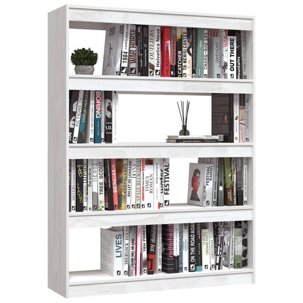 The Living Store Boekenkast/kamerscherm 100x30x135-5 cm massief grenenhout wit - Kast