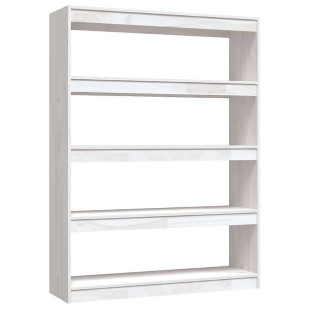 vidaXL Boekenkast/kamerscherm 100x30x135,5 cm massief grenenhout wit