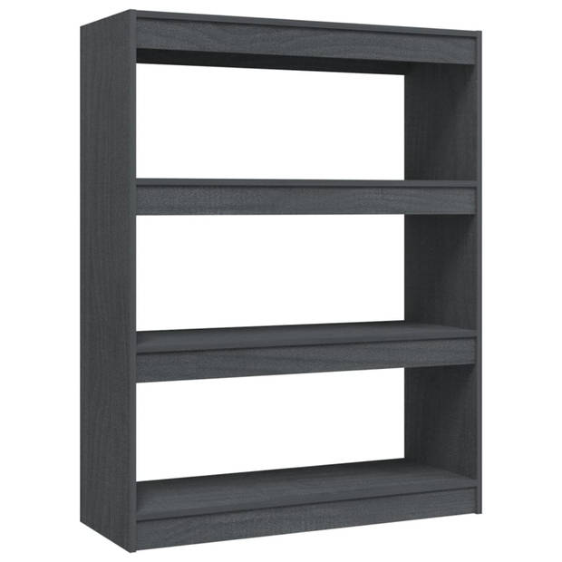 vidaXL Boekenkast/kamerscherm 100x30x103 cm massief grenenhout grijs