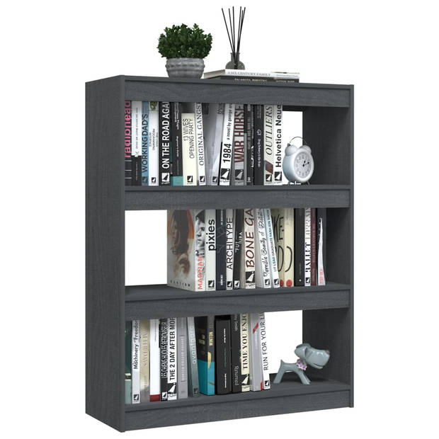 vidaXL Boekenkast/kamerscherm 100x30x103 cm massief grenenhout grijs