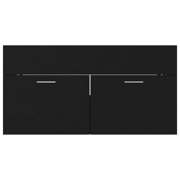 The Living Store badkamermeubelset - zwart - 90 x 38.5 x 46 cm - met wastafelkast - hoge kast en spiegel