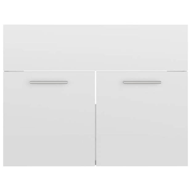 The Living Store Badkamermeubelset - Hoogglans wit - 60 x 38.5 x 46 cm - Keramieken wastafel - 2 hoge kasten