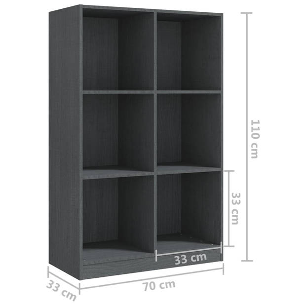 vidaXL Boekenkast 70x33x110 cm massief grenenhout grijs