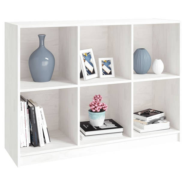 vidaXL Boekenkast 104x33x76 cm massief grenenhout wit