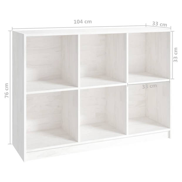 vidaXL Boekenkast 104x33x76 cm massief grenenhout wit