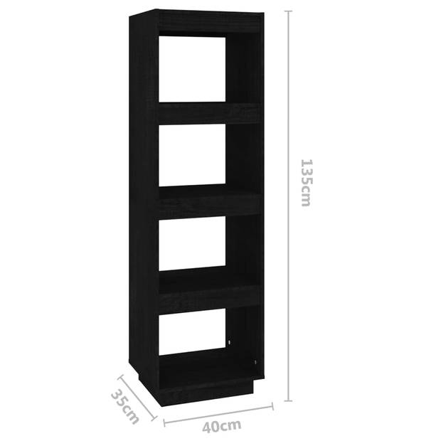 vidaXL Boekenkast/kamerscherm 40x35x135 cm massief grenenhout zwart