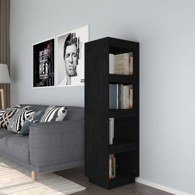 vidaXL Boekenkast/kamerscherm 40x35x135 cm massief grenenhout zwart