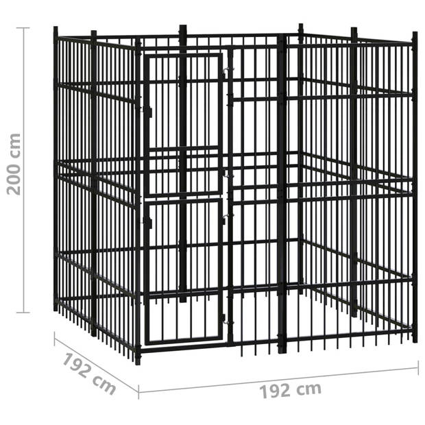 vidaXL Hondenkennel 3,69 m² staal