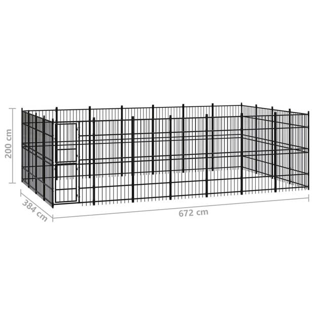 vidaXL Hondenkennel 25,8 m² staal