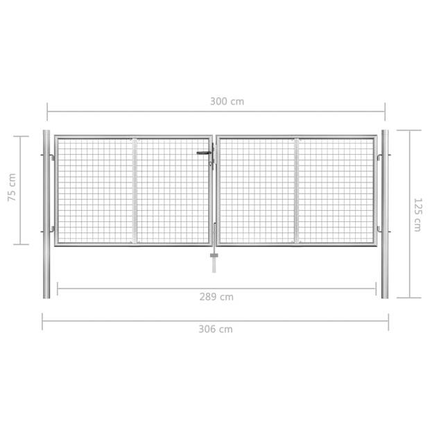 The Living Store Tuinpoort - Klassiek ontwerp - Gegalvaniseerd staal - 306 x 125 cm (B x H) - Trendy -