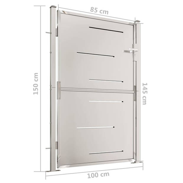 The Living Store Buitenpoort - Roestvrij Staal - 100x150cm - Incl - slot