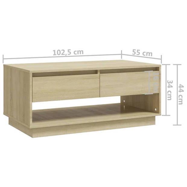 The Living Store Salontafel Banktafel - 102.5 x 55 x 44 cm - Sonoma Eiken - Montage vereist