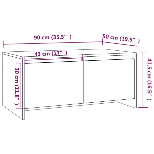 The Living Store Banktafel - Modern - Hoogglans wit - Spaanplaat - 90x50x41.5 cm