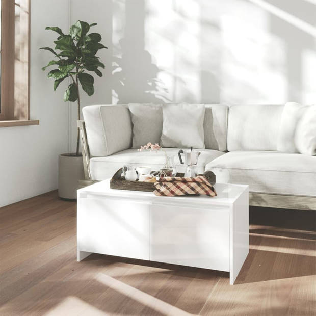 vidaXL Salontafel 90x50x41,5 cm bewerkt hout hoogglans wit