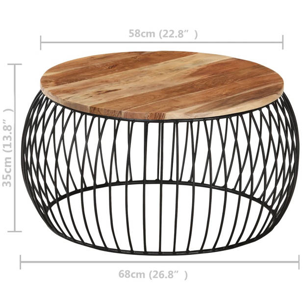 vidaXL Salontafel Ø68 cm massief acaciahout