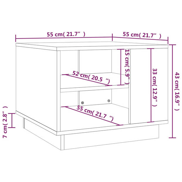 The Living Store Salontafel - Sonoma Eiken - 55 x 55 x 43 cm - Opbergruimte