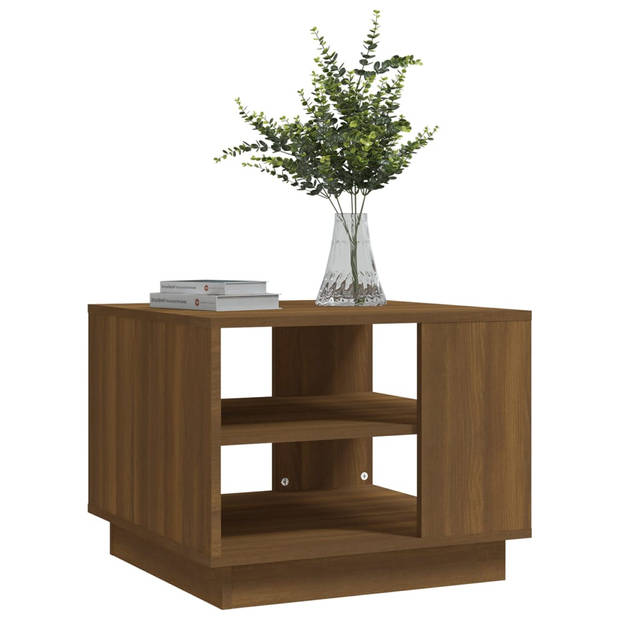 The Living Store Banktafel - Salontafel - 55 x 55 x 43 cm - Bruineiken materiaal