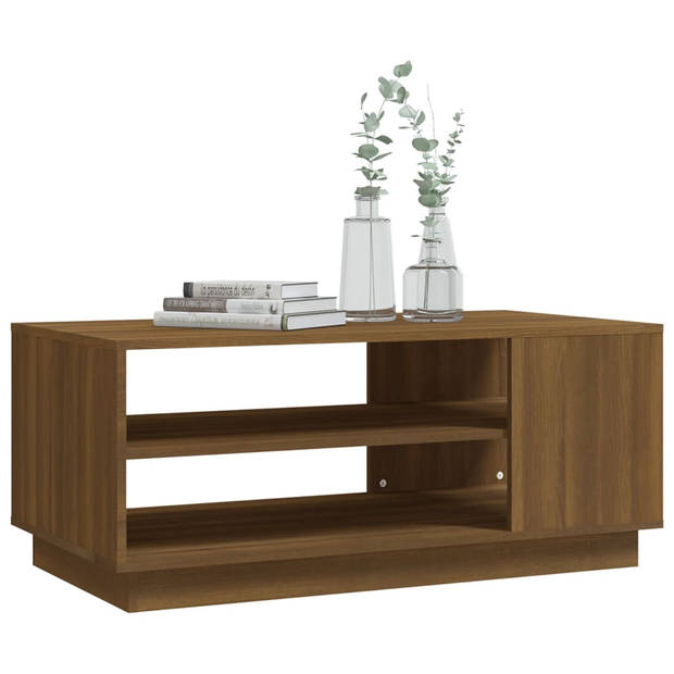 The Living Store Salontafel Bruineiken 102x55x43 cm - Opbergruimte - Stabiel en Duurzaam