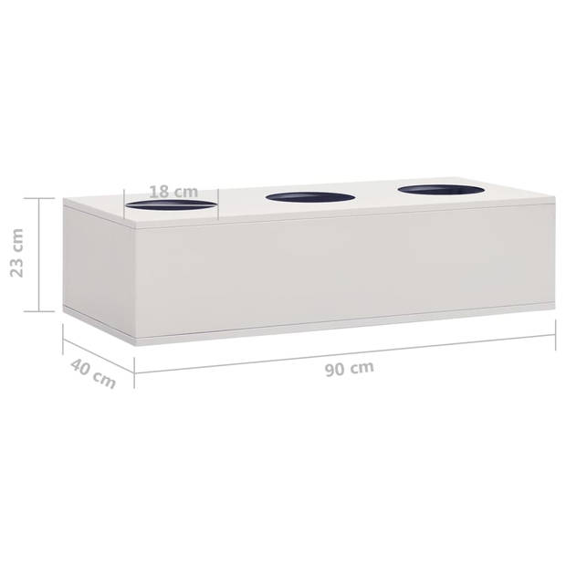 The Living Store Bloembak Staal - 90 x 40 x 23 cm - Lichtgrijs - 20 kg draagvermogen