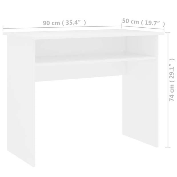 vidaXL Bureau 90x50x74 cm bewerkt hout wit