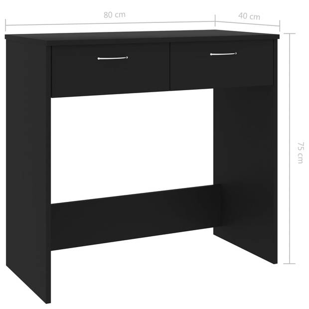 The Living Store Bureau - Spaanplaat - 80 x 40 x 75 cm - Zwart - Met 2 lades