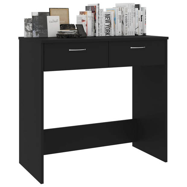 The Living Store Bureau - Spaanplaat - 80 x 40 x 75 cm - Zwart - Met 2 lades