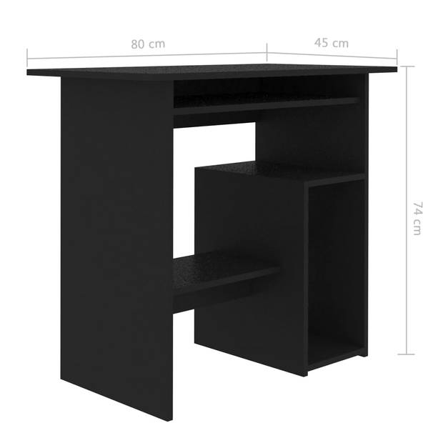 The Living Store Bureau Computerbureau - 80 x 45 x 74 cm - Zwart - Spaanplaat