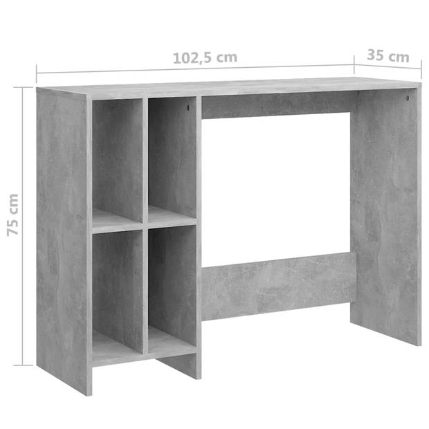 vidaXL Bureau 102,5x35x75 cm spaanplaat betongrijs