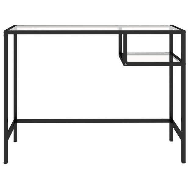 The Living Store Bureau Glas en Staal - 100 x 36 x 74 cm - Transparant - 5 mm dik glas