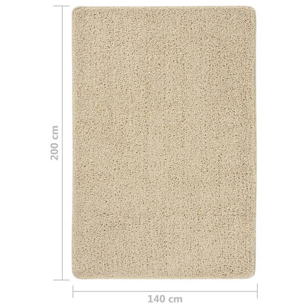 vidaXL Vloerkleed shaggy anti-slip 140x200 cm crèmekleurig