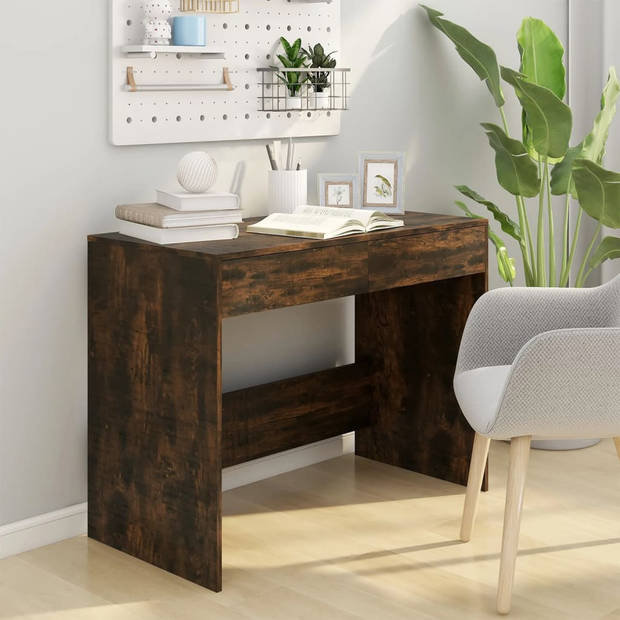 The Living Store Werktafel - Gerookt eiken - 101 x 50 x 76.5 cm - Stabiele constructie