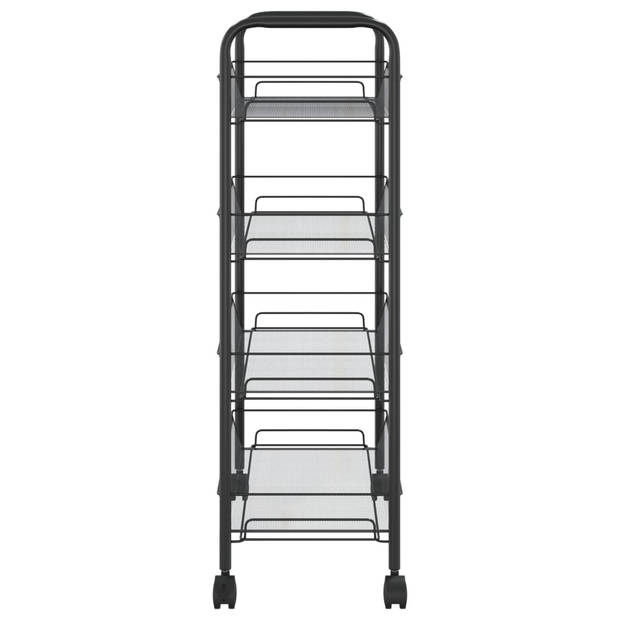 The Living Store Trolley - Huishoudelijk - 46 x 26 x 85 cm - Zwart - ijzeren constructie