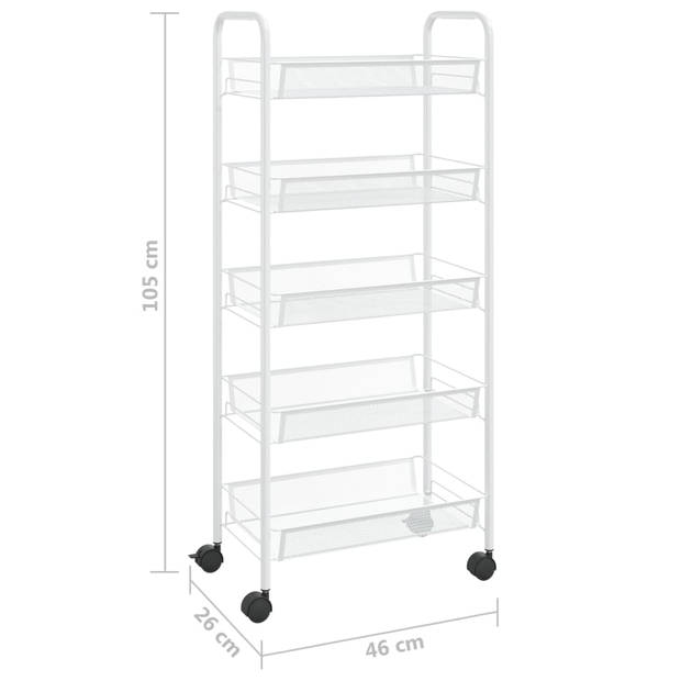 vidaXL Keukentrolley 5-laags 46x26x105 cm ijzer wit