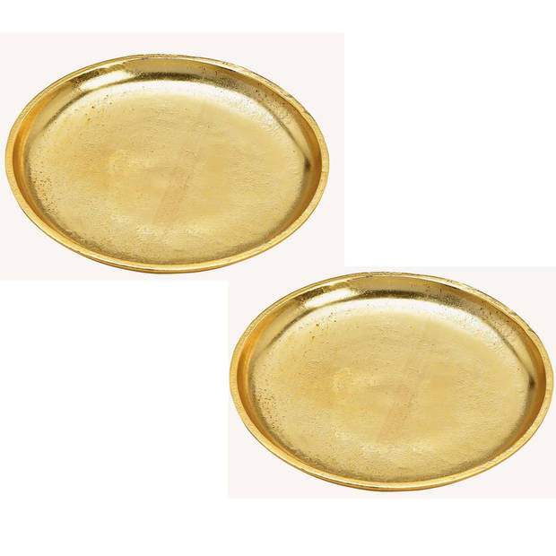 Rond kaarsenbord/kaarsenplateau goud van metaal 20 x 2 cm - Kaarsenplateaus